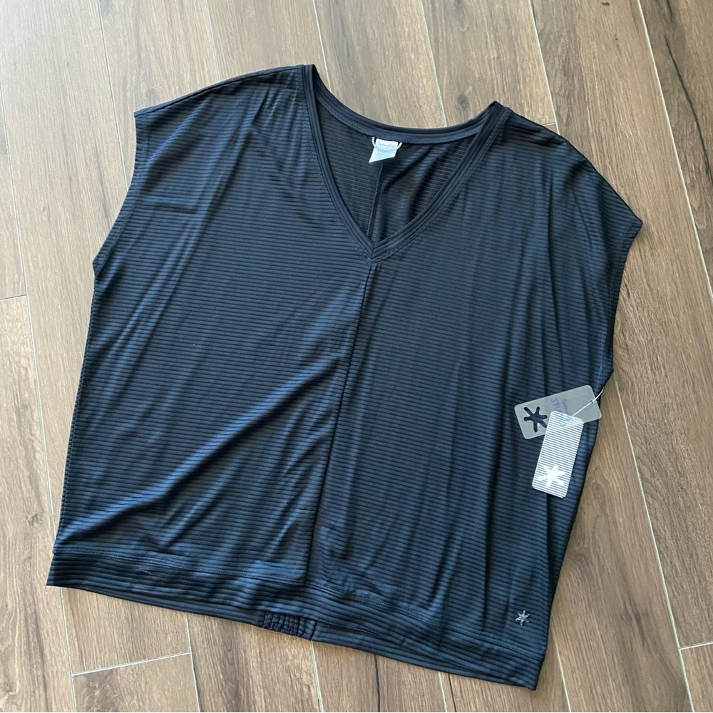 Splendid Charcoal Striped V-Neck Tee